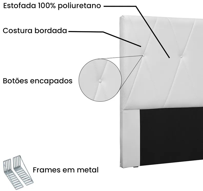 Cabeceira Cama Box Casal 140cm Aquilla Corano Branco - Sheep Estofados - Branco