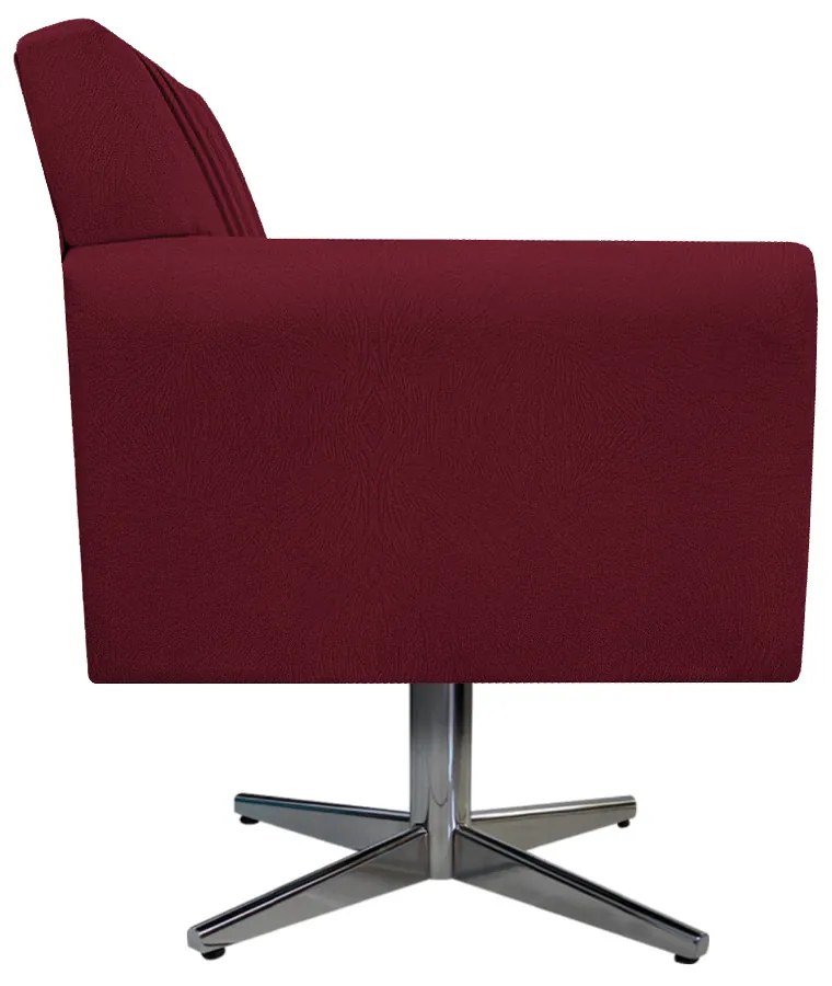 Poltrona Laura Base Giratória de Metal Suede Bordô - ADJ Decor