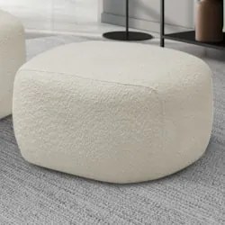 Puff Decorativo Orgânico Para Living Donk L08 Boucle Branco - Mpozena