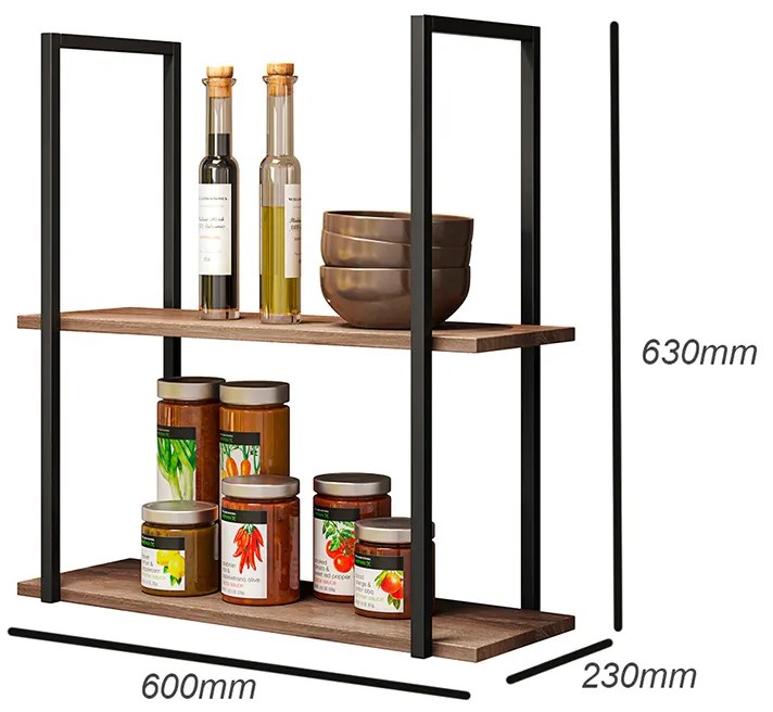Prateleira Decorativa Multiuso Estilo Industrial 60cm Aurora Marrom/Preto - Home Design - Marrom