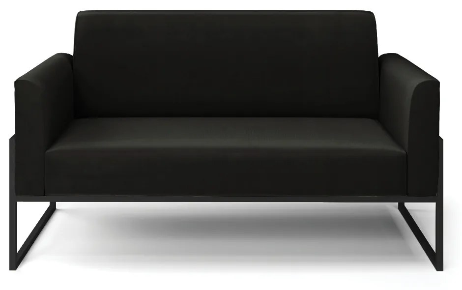 Sofá Namoradeira Base Industrial Alta Preto Marisa Suede D03 - D'Rossi - Preto