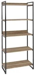Kit 3 Estantes Livreiro Prisma Estilo Industrial 80cm 5 Prateleiras C0