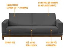 Sofá Living 160cm 2 Lugares Kayrós D05 Suede Cinza - Mpozenato