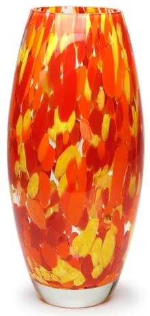 Vaso Oliva G Multicor Amarelo, Laranja e Coral Murano Cristais Cadoro