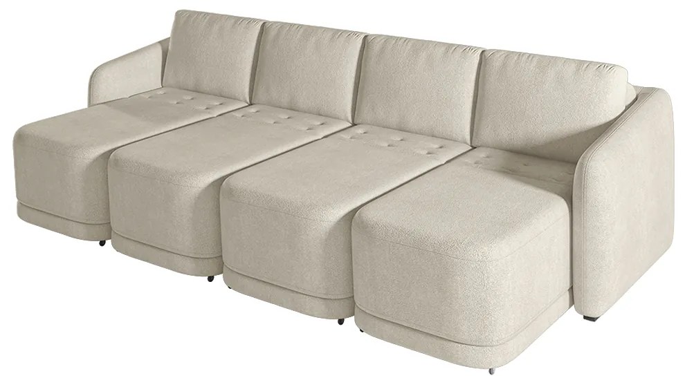 Sofá Cama Modulado Retrátil e Reclinável Decorativo Varsóvia 436cm Bouclê Bege G33 - Gran Belo
