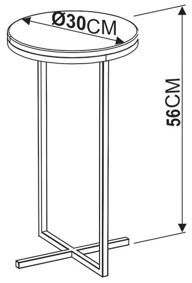 Mesa Lateral Alta Volpi Branco Base Metálica Industrial Preto 56 cm A05 - D'Rossi