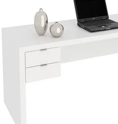 Mesa para Escritório com 02 Gavetas ME4122 Branco - Tecno Mobili