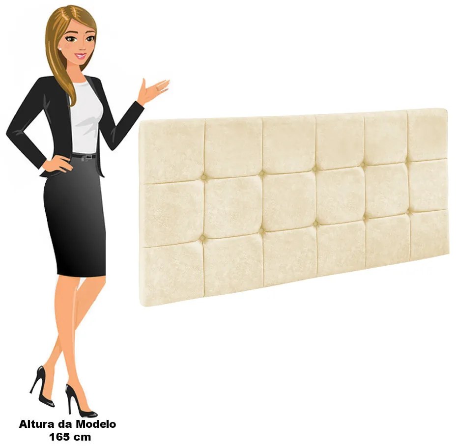Cabeceira Solteiro Cama Box 90cm Painel Sleep Suede Bege M11 - D'Rossi