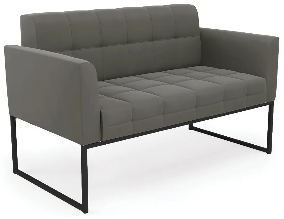Sofá Namoradeira Elisa Suede Grafite Base Metálica Industrial Preto - D'Rossi