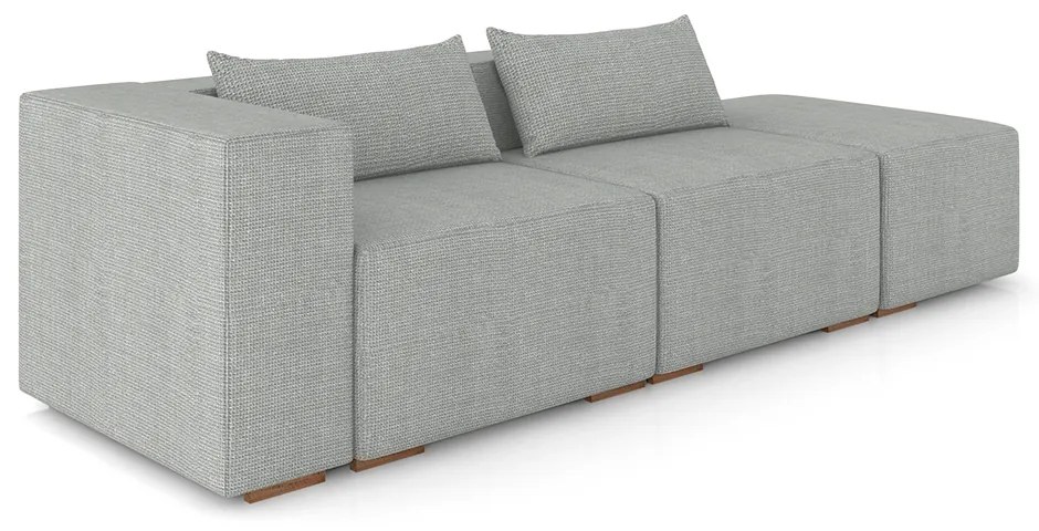 Sofá Versátil Sala de Estar Atlanta 378cm Modulado Linho Cinza Escuro G52 - Gran Belo