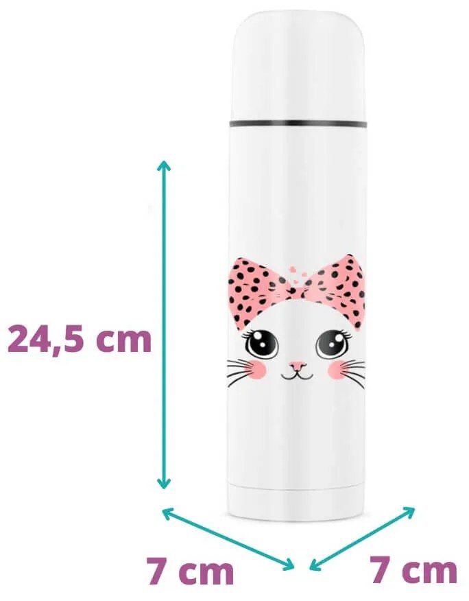Garrafa Térmica 500 ml Branca Gata Gatinha Miau