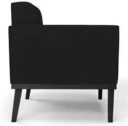 Sofá Namoradeira e 2 Poltronas Base Madeira Preto Ana Linho Preto - Ib