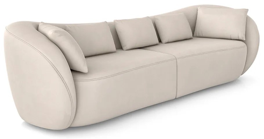 Sofá Bipartido Sala de Estar Diamond 272cm com Almofadas Soltas Veludo Bege G52 - Gran Belo