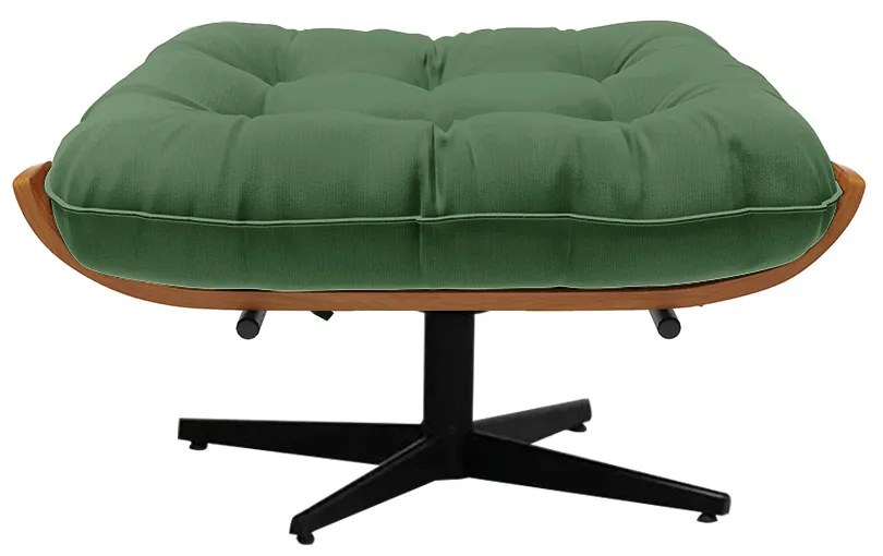 Kit 02 Puffs Giratório Costela Suede Base Cromada Preto - D'Rossi - Verde