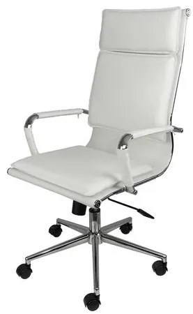 Cadeira Office Alta Orleans em Courino Branco com Base Cromada - 68733 Sun House