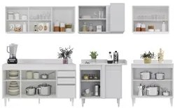 Armário de Cozinha Modulado de Canto 6 Peças CP32 Balcão com Tampo Bra