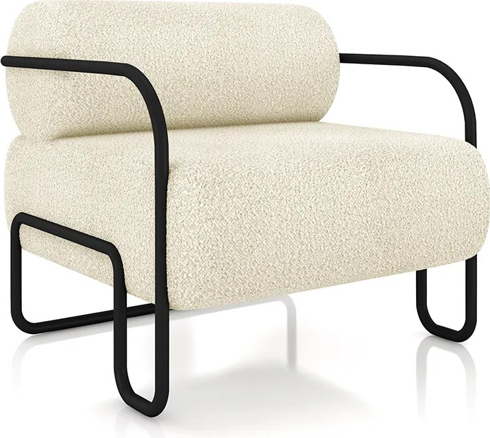 Poltrona Decorativa Sala de Estar Polatsk Base Industrial de Ferro Bouclê Off White G33 - Gran Belo