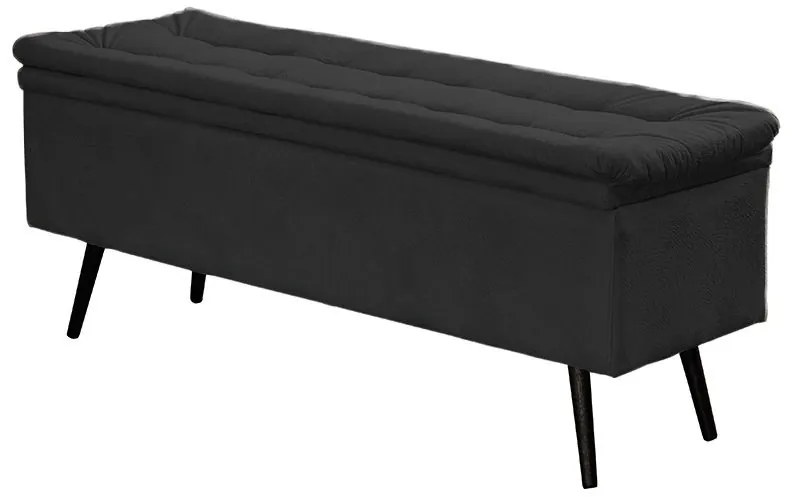 Calçadeira Baú Casal Conforto Suede Preto - Sheep Estofados - Preto