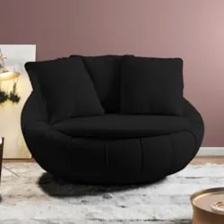 Poltrona Decorativa Redonda Giratória com Almofadas Saphire Z32 Veludo