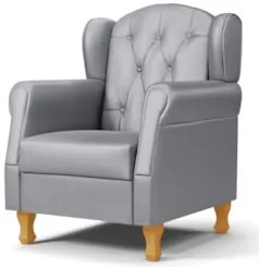 Kit 02 Poltronas de Amamentação Pés Madeira Lucy Z39 Sintético Cinza -