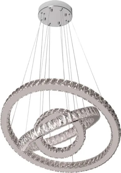 Pendente Led Cristal E Aluminio Cinza 59W 3000K Alianca