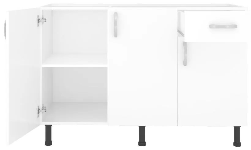 Balcão Viena Cozinha Para Pia 120cm 3 Portas 1 Gaveta Branco