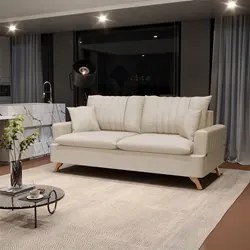Sofá 160cm 2 Lugares com Almofadas Pés Curvos Veras Suede D05 Bege Cla