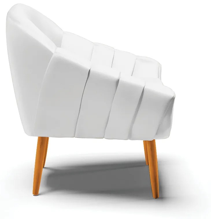 Poltrona Giovana Corino Branco Pés Palito Castanho - Indo Decorar