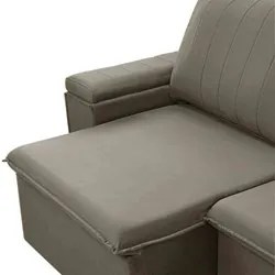 Sofá Retrátil Reclinável 3 Lugares 225cm Baluart F05 Veludo Castor - M