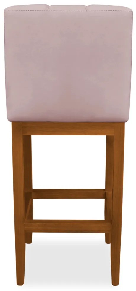 Banqueta Alta Sueli Base Madeira Maciça Estofada Suede Crepe
