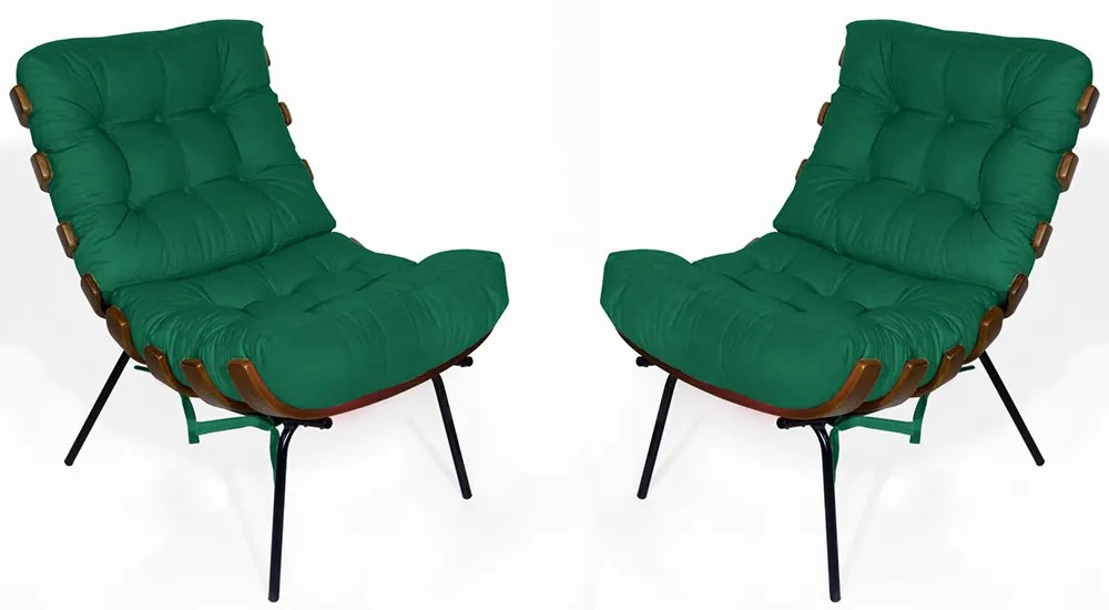 Kit 2 Poltrona Decorativa Costela Suede Verde Bandeira