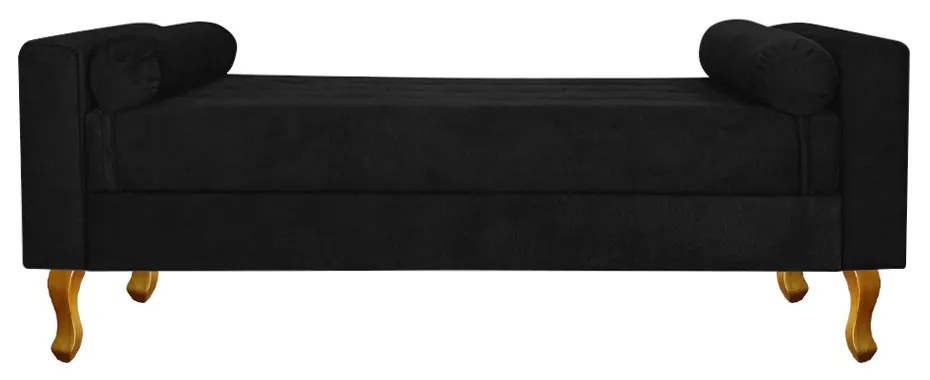 Recamier Félix King Size 195cm Suede Preto - ADJ Decor