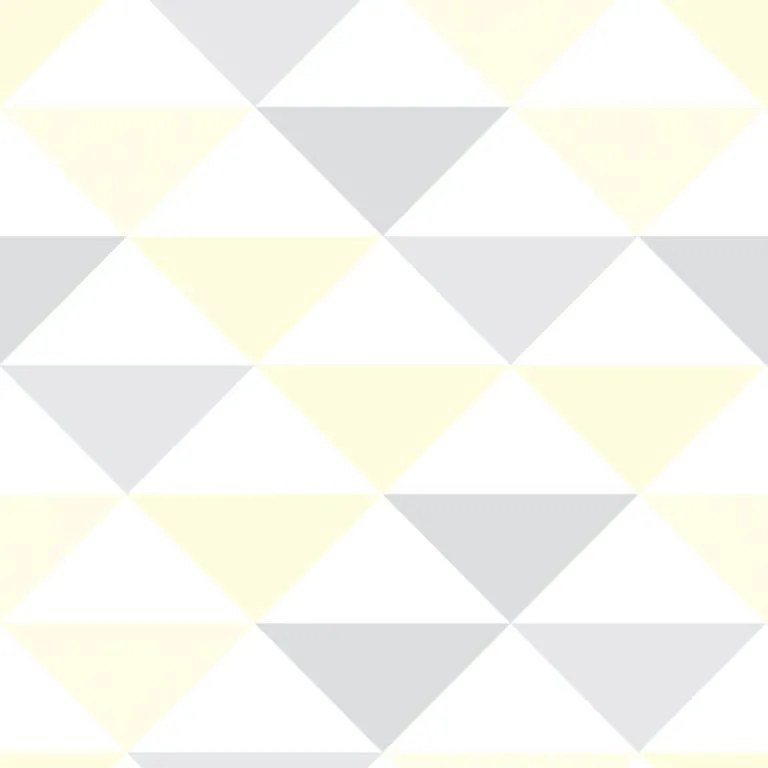 Papel de parede adesivo triângulo amarelo cinza e branco