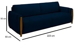 Conjunto Sofá 3 Lugares 223cm e Poltrona 98cm Amaranto M22 Veludo Azul