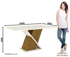 Mesa de Jantar Retangular 160cm 6 Lugares Solus Nature/Off White - Hen