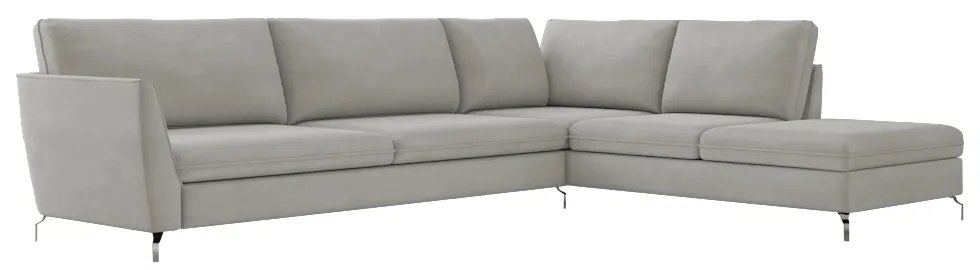 Sofá de Canto Chaise Direito 307 cm Olívia Suede Cinza G52 - Gran Belo