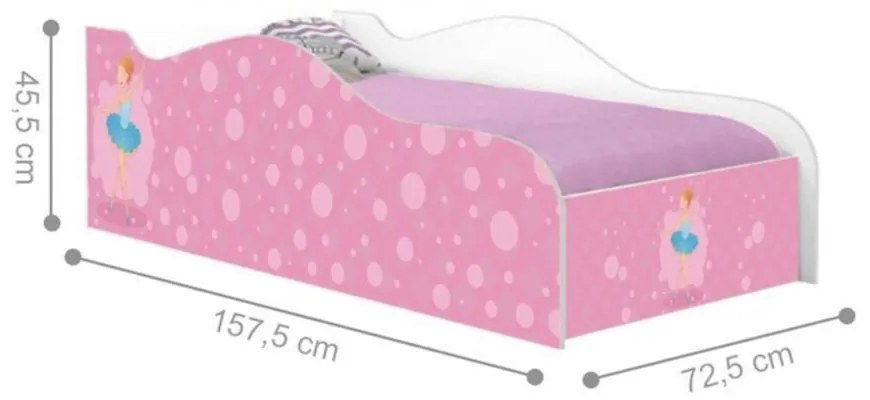 Mini Cama Infantil 157,5x72,5cm com Proteção Lateral Personagens K02 - D'Rossi - BAILARINA CLÁSSICA