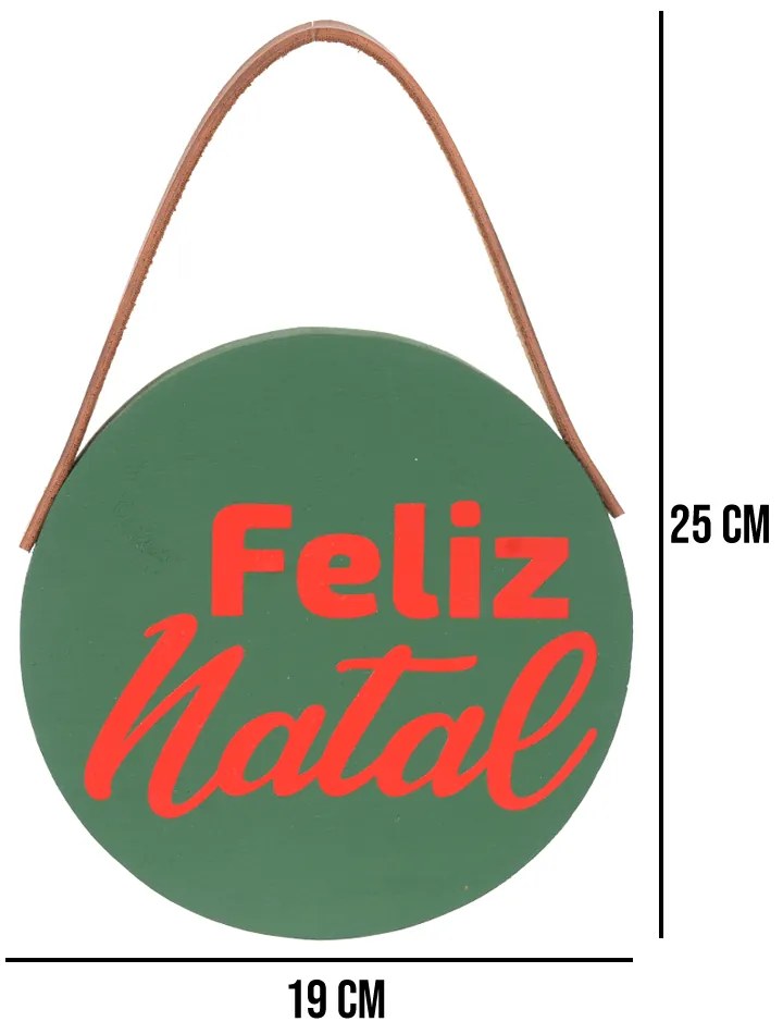 Placa Decorativa Feliz Natal em Madeira Verde 25x19 cm F04 - D'Rossi