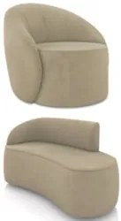 Sofá 2 Lugares 140cm Wendi e Poltrona Steve Suede Marrom Rt I01 - Mpo