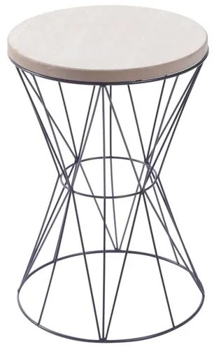 Mesa de Apoio Plume Estrutura Metalica cor Preta Tampo de Madeira - 53475 Sun House