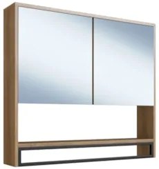 Gabinete Banheiro Liny Com Cuba e Espelheira Moscow Mel Z54 - Mpozenat