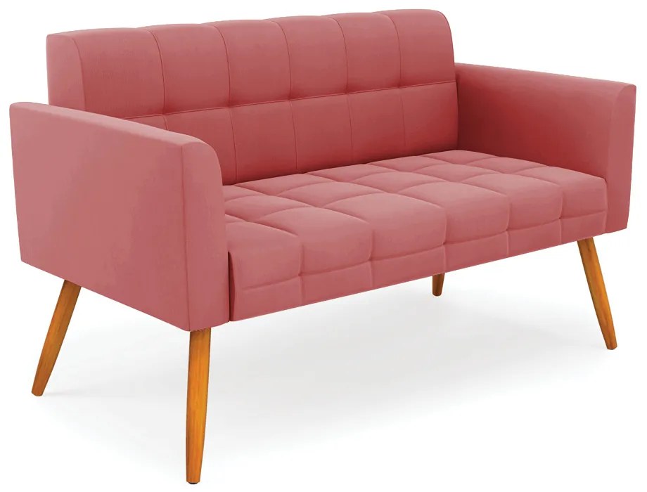 Sofá Namoradeira Elisa Suede Pés Palito Castanho - D'Rossi - Rose