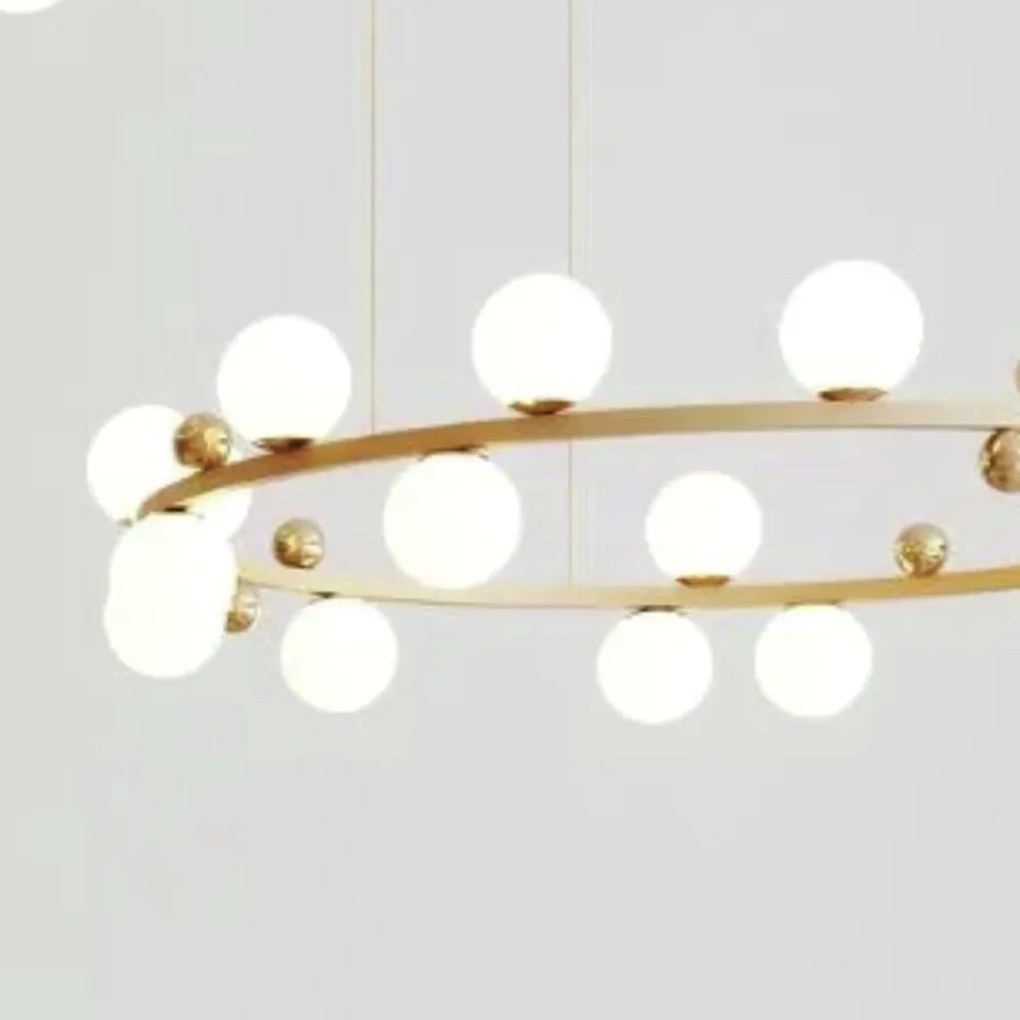 Pendente Aliança Horizontal Ø100X24Cm 18Xg9 Globo 10Cm - Usina 90006/1... (BT - Branco Texturizado, Branco (Fosco))