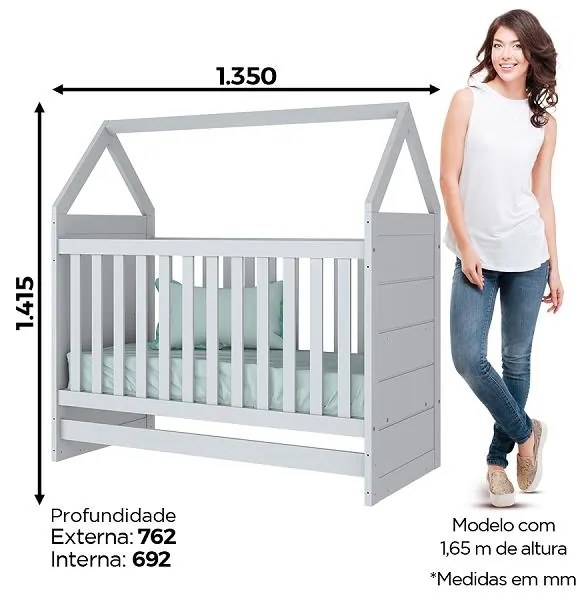 Berço Montessoriano Americano De Mdf Cabana - Branco HP