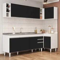 Armário de Cozinha Modulado de Canto Esquerdo 5 Peças CP54 com Pia Ino