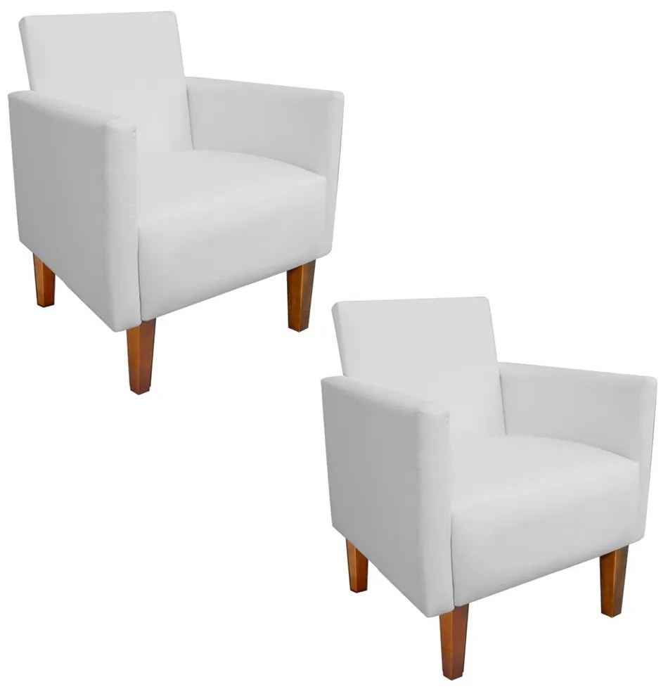Kit Namoradeira 02 Lugares e 02 Poltronas Jade Corino Branco Pés Chanfrado Castanho - D'Rossi
