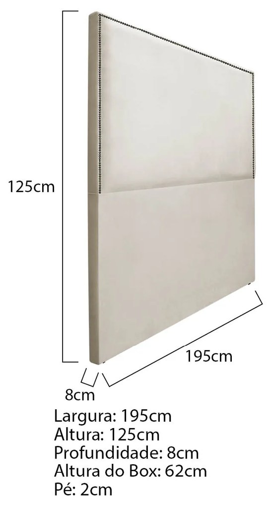 Cabeceira King Bali P02 195 cm para cama Box Suede - ADJ Decor