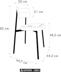Cadeira de Jantar Estofada Kit 6 Ella M25 Linho Grafite - Mpozenato