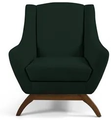 Poltrona Decorativa Base Manu Madeira Juliet C-117 Linho Verde Musgo -