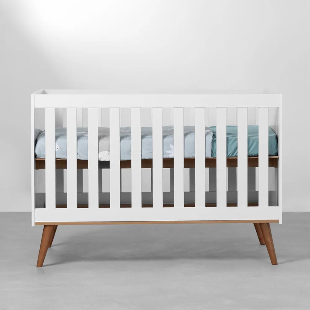 Berço Mini Cama Ludmila - Branco com Betula